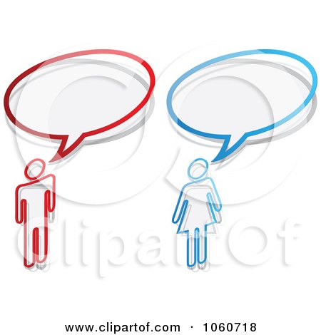 Royalty-Free Vector Clip Art Illustration of a Digital Collage Of Chat Balloons And A Man And Woman by Andrei Marincas