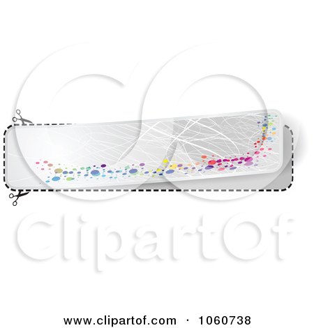 Royalty-Free Vector Clip Art Illustration of a Silver Banner With Scratches, Colorful Dots And Cut Lines by Andrei Marincas