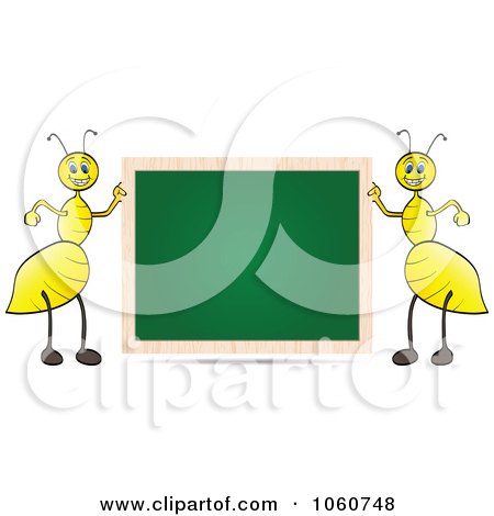 Royalty-Free Vector Clip Art Illustration of a Chalk Board And Two Ants by Andrei Marincas
