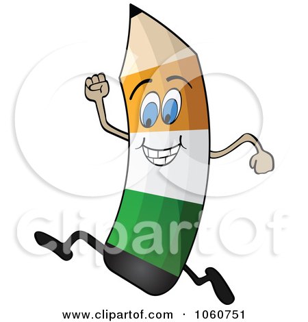 Royalty-Free Vector Clip Art Illustration of a Running Ireland Flag Pencil Character by Andrei Marincas