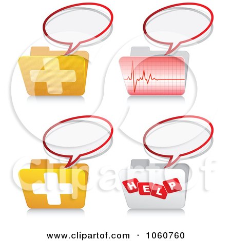 Royalty-Free Vector Clip Art Illustration of a Digital Collage Of Medical Folders And Chat Icons by Andrei Marincas