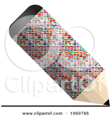 Royalty-Free Vector Clip Art Illustration of a 3d Pencil Made Of World Flags by Andrei Marincas