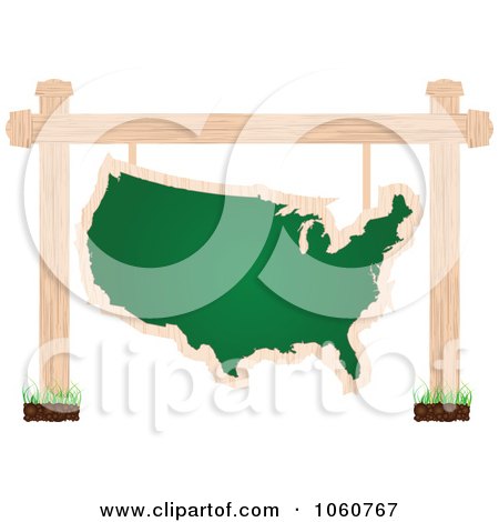 Royalty-Free Vector Clip Art Illustration of a USA Chalkboard Sign Suspended From Posts by Andrei Marincas