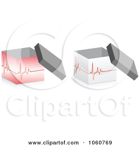 Royalty-Free Vector Clip Art Illustration of a Digital Collage Of 3d Medical Heart Beat Boxes by Andrei Marincas