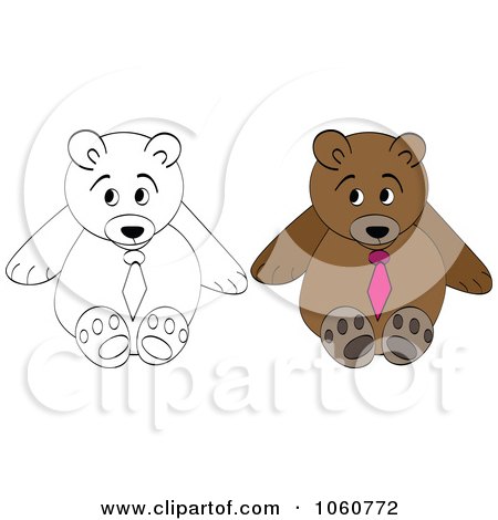 Royalty-Free Vector Clip Art Illustration of a Digital Collage Of Teddy Bears With Ties by Andrei Marincas