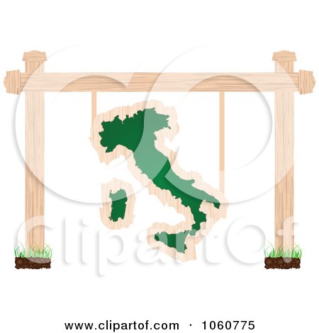 Royalty-Free Vector Clip Art Illustration of an Italian Chalkboard Sign Suspended From Posts by Andrei Marincas