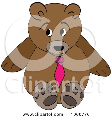 Royalty-Free Vector Clip Art Illustration of a Brown Teddy Bear With A Pink Tie by Andrei Marincas