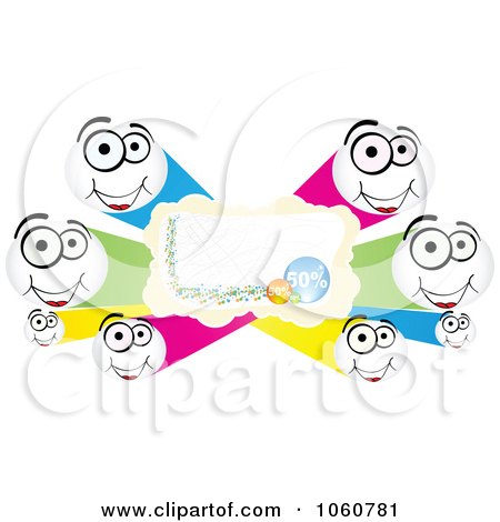 Royalty-Free Vector Clip Art Illustration of a Discount Banner With Happy Faces by Andrei Marincas