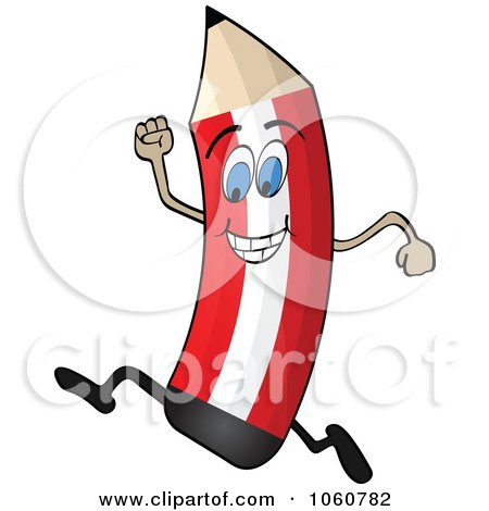 Royalty-Free Vector Clip Art Illustration of a Running Austria Flag Pencil Character by Andrei Marincas