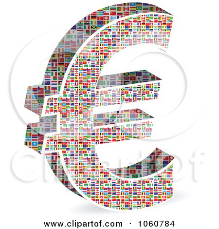 Royalty-Free Vector Clip Art Illustration of a 3d Euro Symbol Made Of World Flags by Andrei Marincas