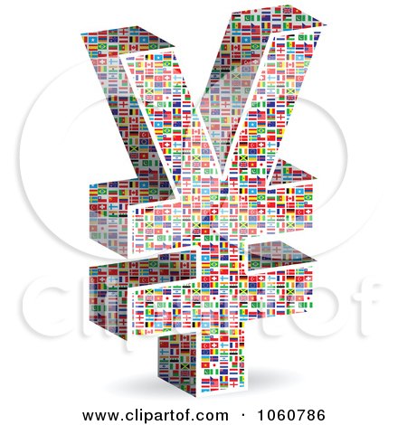 Royalty-Free Vector Clip Art Illustration of a 3d Yen Symbol Made Of World Flags by Andrei Marincas