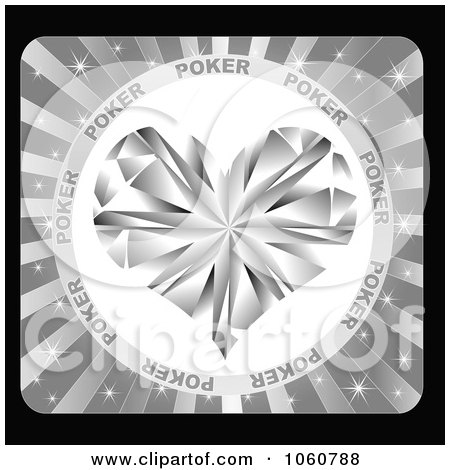 Royalty-Free Vector Clip Art Illustration of a Crystal Poker Heart Over Rays by Andrei Marincas