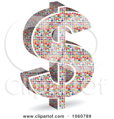 Royalty-Free Vector Clip Art Illustration of a 3d Dollar Symbol Made Of World Flags by Andrei Marincas