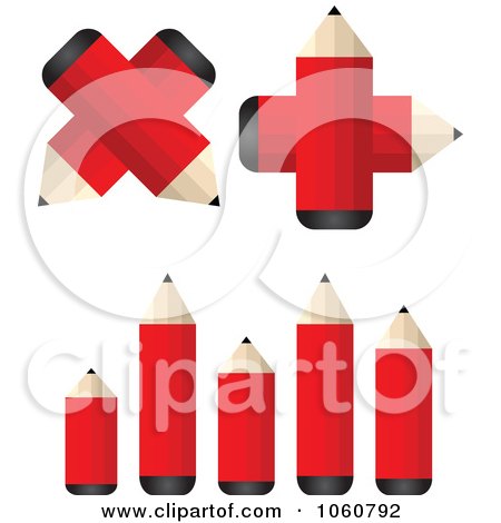 Royalty-Free Vector Clip Art Illustration of a Digital Collage Of Black And Red 3d Pencils by Andrei Marincas