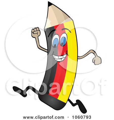 Royalty-Free Vector Clip Art Illustration of a Running German Flag Pencil Character by Andrei Marincas