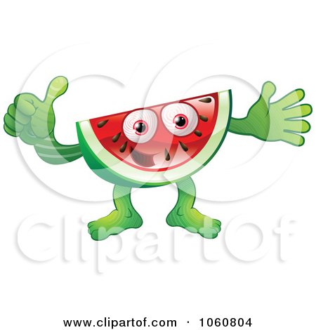 Royalty-Free Vector Clip Art Illustration of a Watermelon Character Giving The Thumbs Up by AtStockIllustration