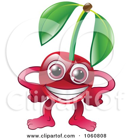 Royalty-Free Vector Clip Art Illustration of a Happy Cherry Character With Hands On Hips by AtStockIllustration