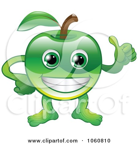 Royalty-Free Vector Clip Art Illustration of a Happy Green Apple Character Holding A Thumb Up by AtStockIllustration