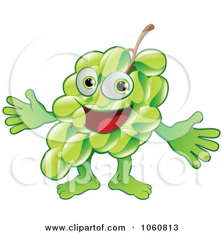 Royalty-Free Vector Clip Art Illustration of a Happy Green Grape Character Presenting by AtStockIllustration