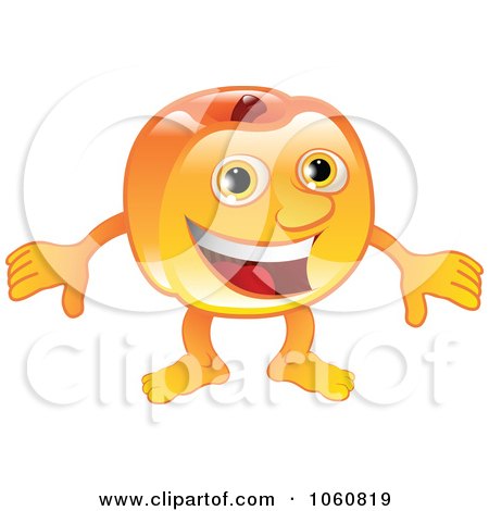 Royalty-Free Vector Clip Art Illustration of a Friendly Smiling Peach Character by AtStockIllustration
