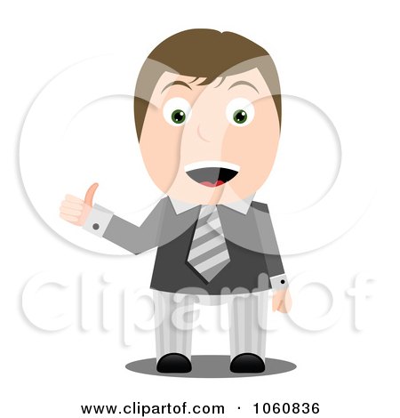 Royalty-Free Vector Clip Art Illustration of a Business Guy Holding A Thumb Up by vectorace