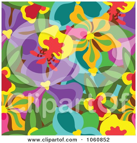 Royalty-Free Vector Clip Art Illustration of an Orchid Flower Pattern by Cherie Reve