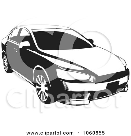Royalty-Free Vector Clip Art Illustration of a Black And White Lancer Car by David Rey