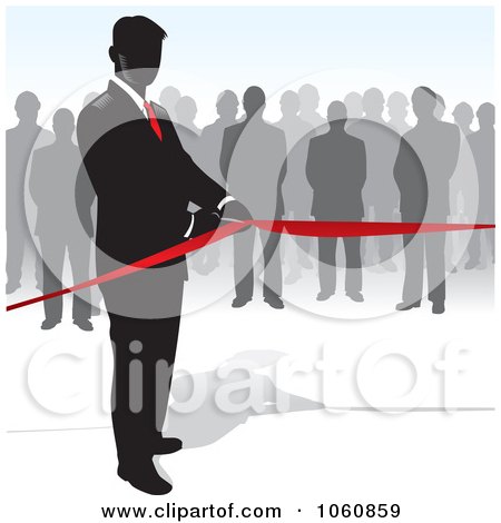 Royalty-Free Vector Clip Art Illustration of a Ribbon Cutting Ceremony by David Rey