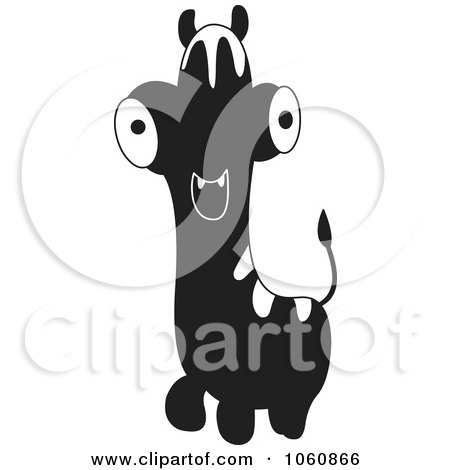 Royalty-Free Vector Clip Art Illustration of a Black And White Monster - 4 by yayayoyo