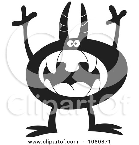 Royalty-Free Vector Clip Art Illustration of a Black And White Monster - 3 by yayayoyo