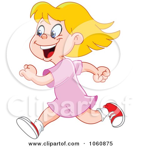 Royalty-Free Vector Clip Art Illustration of a Happy Girl Running by yayayoyo