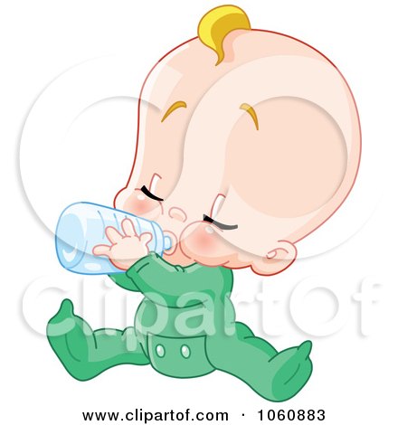 Royalty-Free Vector Clip Art Illustration of a Baby Boy Sitting And Drinking From A Bottle by yayayoyo