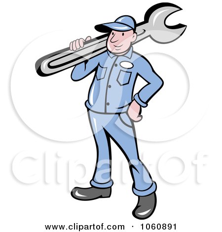 Royalty-Free Vector Clip Art Illustration of a Plumber With A Wrench - 2 by patrimonio