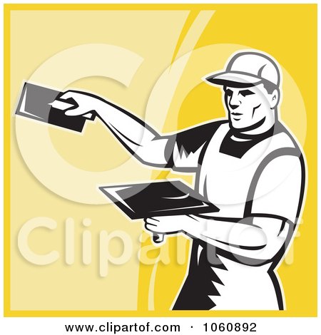 Royalty-Free Vector Clip Art Illustration of a Plasterer - 2 by patrimonio