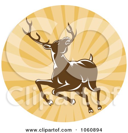 Royalty-Free Vector Clip Art Illustration of a Jumping Stag Deer by patrimonio
