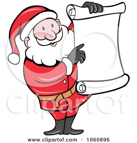 Royalty-Free Vector Clip Art Illustration of Santa Holding Up A Blank List by patrimonio