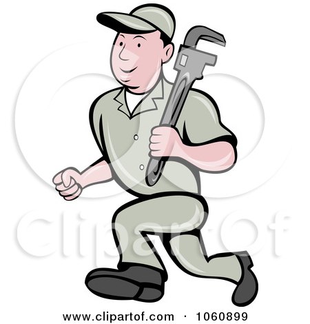 Royalty-Free Vector Clip Art Illustration of a Plumber With A Wrench - 5 by patrimonio
