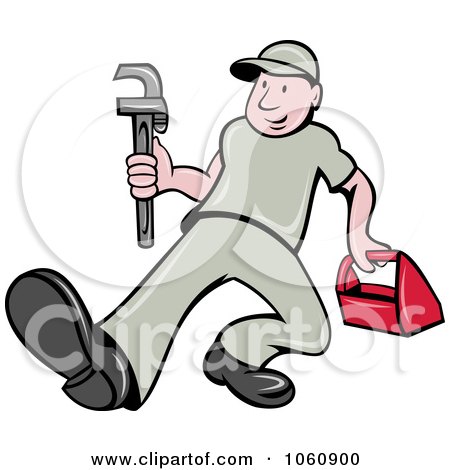 Royalty-Free Vector Clip Art Illustration of a Plumber With A Wrench - 6 by patrimonio