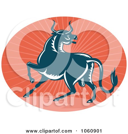 Royalty-Free Vector Clip Art Illustration of a Rear View Of An Attacking Bull by patrimonio