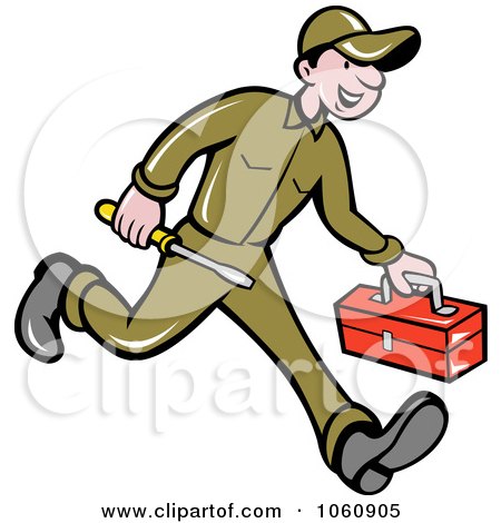Royalty-Free Vector Clip Art Illustration of an Electrician Running by patrimonio