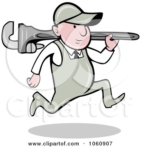 Royalty-Free Vector Clip Art Illustration of a Plumber With A Wrench - 1 by patrimonio