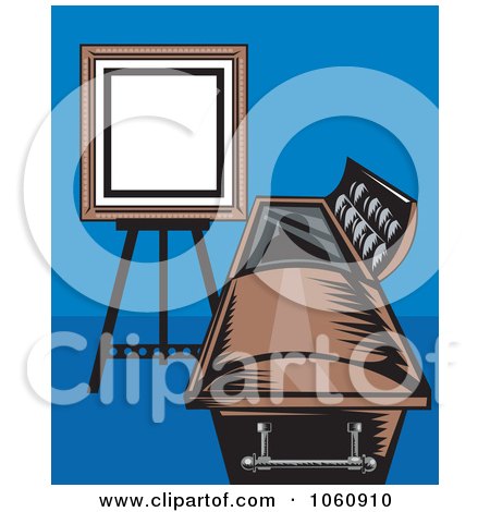 Royalty-Free Vector Clip Art Illustration of a Funeral Coffin And Sign by patrimonio