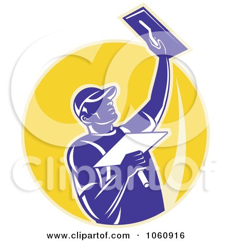 Royalty-Free Vector Clip Art Illustration of a Plasterer - 3 by patrimonio