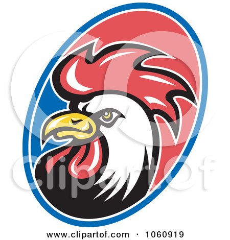 Royalty-Free Vector Clip Art Illustration of a Rooster Face Logo by patrimonio