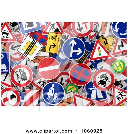 Royalty-Free Vector Clip Art Illustration of a Background of Traffic Signs - 2 by stockillustrations