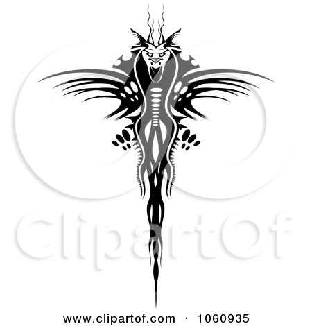 Royalty-Free Vector Clip Art Illustration of a Black Evil Dragon Logo - 2 by Vector Tradition SM