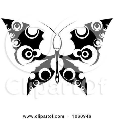 Royalty-Free Vector Clip Art Illustration of a Unique Black And White Butterfly Tattoo Design - 2 by Vector Tradition SM