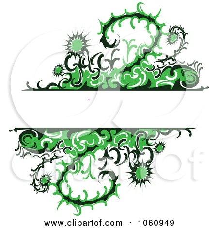 Royalty-Free Vector Clip Art Illustration of a Background Of Green Thistle Vines And Flowers With Copy Space by Vector Tradition SM
