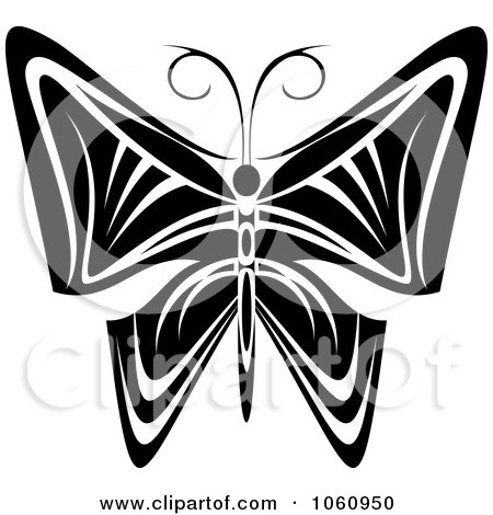 Royalty-Free Vector Clip Art Illustration of a Unique Black And White Butterfly Tattoo Design - 6 by Vector Tradition SM