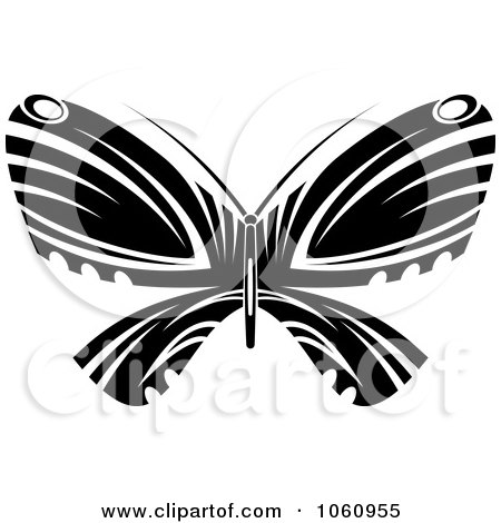 Royalty-Free Vector Clip Art Illustration of a Unique Black And White Butterfly Tattoo Design - 4 by Vector Tradition SM